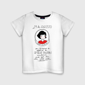 Детская футболка хлопок с принтом Amelie Poulain в Ухте, 100% хлопок | круглый вырез горловины, полуприлегающий силуэт, длина до линии бедер | amelie | art | drawing | french comedy | graphics | the fabulous destiny of amelie poulain | амели | графика | искусство | комедия | невероятная судьба амели пулен | рисунок | романтическая | французская
