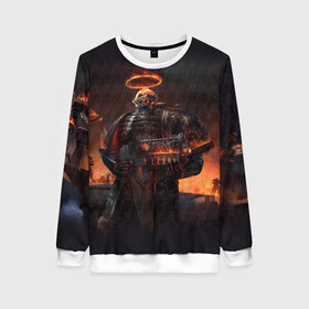 Женский свитшот 3D с принтом Легион проклятых в Ухте, 100% полиэстер с мягким внутренним слоем | круглый вырез горловины, мягкая резинка на манжетах и поясе, свободная посадка по фигуре | damned | warhammer | вархаммер | космодес | легион проклятых | череп