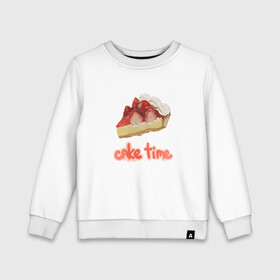 Детский свитшот хлопок с принтом Cake time! в Ухте, 100% хлопок | круглый вырез горловины, эластичные манжеты, пояс и воротник | вкусняшка | еда | рисунок | розовый | торт