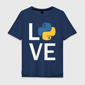 Мужская футболка хлопок Oversize с принтом PYTHON LOVE / ПАЙТОН в Ухте, 100% хлопок | свободный крой, круглый ворот, “спинка” длиннее передней части | Тематика изображения на принте: big data | hacker | it | python | айти | база данных | взлом | искусственный интелект. | кодер | нейросети | пайтон | питон | прогер | программирование | программист | разработчик | хакер | языки программирования