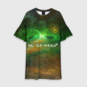 Детское платье 3D с принтом BLACK MESA | HALF-LIFE (Z) в Ухте, 100% полиэстер | прямой силуэт, чуть расширенный к низу. Круглая горловина, на рукавах — воланы | Тематика изображения на принте: aperture laboratories | black mesa | gordon freeman | half life | half life 3 | valve | блэк меса | вэлв | гордон фриман | халф лайф