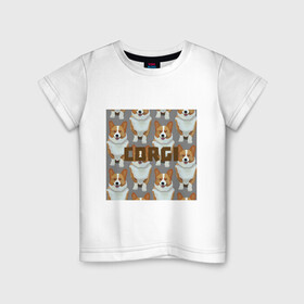 Детская футболка хлопок с принтом Corgi dog в Ухте, 100% хлопок | круглый вырез горловины, полуприлегающий силуэт, длина до линии бедер | Тематика изображения на принте: картинка | корги | мультфильм. | надпись | собака