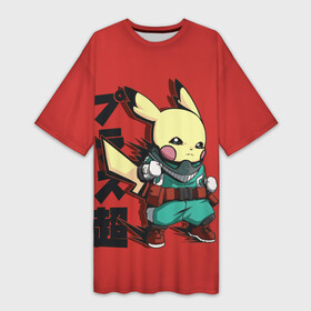 Платье-футболка 3D с принтом Аттака Пикачу в Ухте,  |  | anime | attack on titan | pikachu | pokemon | poket monster | poketmon | аниме | анимэ | атака титанов | карманные монстры | пикачу | покемон