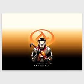 Поздравительная открытка с принтом FREEMAN | HALF-LIFE (Z) в Ухте, 100% бумага | плотность бумаги 280 г/м2, матовая, на обратной стороне линовка и место для марки
 | Тематика изображения на принте: aperture laboratories | black mesa | gordon freeman | half life | half life 3 | valve | блэк меса | вэлв | гордон фриман | халф лайф