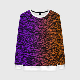 Женский свитшот 3D с принтом Градиентный разлом 3D | 3Д в Ухте, 100% полиэстер с мягким внутренним слоем | круглый вырез горловины, мягкая резинка на манжетах и поясе, свободная посадка по фигуре | 3d | 3д | градиент | желтый | камни | неон | плиты | разкол | разлом | разрыв | раскол | розовый | стекло | текстура | трещины | феолетовый | фиолетовый