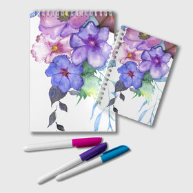 Блокнот Акварель цветы: в Ухте, 100% бумага | 48 листов, плотность листов — 60 г/м2, плотность картонной обложки — 250 г/м2. Листы скреплены удобной пружинной спиралью. Цвет линий — светло-серый
 | flowers | акварель | букет | синий | цветы