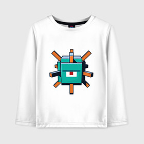 Детский лонгслив хлопок с принтом Страж (Guardian) из Майнкрафта в Ухте, 100% хлопок | круглый вырез горловины, полуприлегающий силуэт, длина до линии бедер | guardian | maincraft | mob | pixel | unit | гвардиан | гуардиан | из майнкрафта | маинкрафт | майнкрафт | моб | персонаж | пиксели | страж