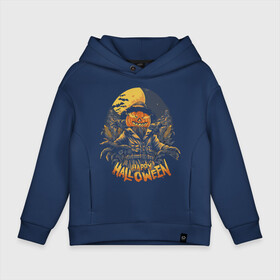 Детское худи Oversize хлопок Happy Halloween: в Ухте, френч-терри — 70% хлопок, 30% полиэстер. Мягкий теплый начес внутри —100% хлопок | боковые карманы, эластичные манжеты и нижняя кромка, капюшон на магнитной кнопке | halloween | holiday | jaw | moon | night | pumpkin | smile | луна | ночь | праздник | тыква | улыбка | хэллоуин