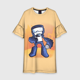 Детское платье 3D с принтом Friday Night Funkin Танкист в Ухте, 100% полиэстер | прямой силуэт, чуть расширенный к низу. Круглая горловина, на рукавах — воланы | fnf | friday night funkin | john captain | tankman | джон капитан | игра | кэп | танкист | фрайдей найт функин | фридау найт фанкин | фридей найт фанкин | фридэй фанкин