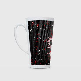 Кружка Латте с принтом GHOSTEMANE. в Ухте, Белая керамика | Объем 480 мл; Высота 150 мм; Диаметр 90 мм | 1930 | blackmage | ghost | ghoste | ghostemane | ghostemane 1930 | ghostmane | hevox 1930 | hip hop | kreep | mane | mercury | music | noise | rap | suicideboys | trash | trash gang | venom