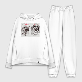 Женский костюм хлопок Oversize с принтом Собаки   космонавты в Ухте,  |  | в тренде. | космос | собаки | собаки на белом фоне | ссср