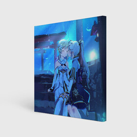 Холст квадратный с принтом СЕВЕРНОЕ СИЯНИЕ | ГЕНШИН в Ухте, 100% ПВХ |  | anime | game | аезер | аниме | геншин | дилюк | игра | импакт | итэр | кли | люмин | молитва | паймон | сян лин | тейват | чун юнь