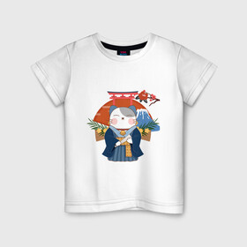 Детская футболка хлопок с принтом Japan fuji lucky cat в Ухте, 100% хлопок | круглый вырез горловины, полуприлегающий силуэт, длина до линии бедер | cat | fuji | japan | lucky | torii | кошка | счастливая | тории | фудзи | япония