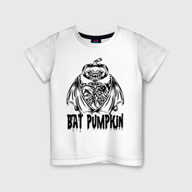 Детская футболка хлопок с принтом Bat pumpkin в Ухте, 100% хлопок | круглый вырез горловины, полуприлегающий силуэт, длина до линии бедер | bat | halloween | holiday | hype | jaw | muzzle | pumpkin | wings | крылья | летучая мышь | пасть | праздник | хайп | хэллоуин