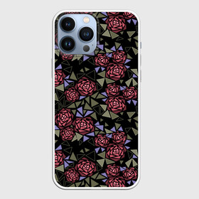 Чехол для iPhone 13 Pro Max с принтом Цветочная мозаика в Ухте,  |  | Тематика изображения на принте: абстрактные цветы | абстрактный | геометрический | коричневый | оливковый | розовый | цветочный