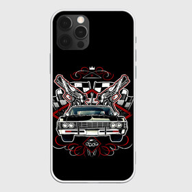 Чехол для iPhone 12 Pro с принтом МАШИНА  в Ухте, силикон | область печати: задняя сторона чехла, без боковых панелей | корона | оружие | пистолет | тачка | флаг