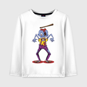 Детский лонгслив хлопок с принтом Отвязный зомби в Ухте, 100% хлопок | круглый вырез горловины, полуприлегающий силуэт, длина до линии бедер | axe | blood | eye | fear | halloween | horror | zombie | глаз | зомби | кровь | топор | ужас | хэллоуин