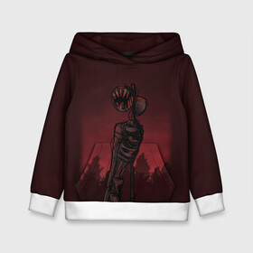 Детская толстовка 3D с принтом СИРЕНОГОЛОВЫЙ | ИГРА в Ухте, 100% полиэстер | двухслойный капюшон со шнурком для регулировки, мягкие манжеты на рукавах и по низу толстовки, спереди карман-кенгуру с мягким внутренним слоем | Тематика изображения на принте: siren head | гуманоид | игра | монстр | сиреноголовый | существо | хоррор