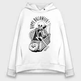 Женское худи Oversize хлопок с принтом The skeleton in the chest в Ухте, френч-терри — 70% хлопок, 30% полиэстер. Мягкий теплый начес внутри —100% хлопок | боковые карманы, эластичные манжеты и нижняя кромка, капюшон на магнитной кнопке | bones | chest | halloween | holiday | pumpkin | skeleton | skull | кости | скелет | сундук | тыква | хэллоуин | череп