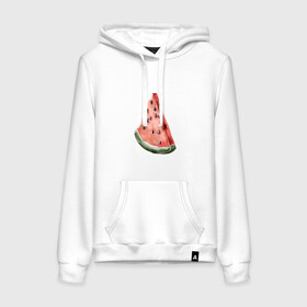 Женская толстовка хлопок с принтом Долька арбуза  в Ухте, френч-терри, мягкий теплый начес внутри (100% хлопок) | карман-кенгуру, эластичные манжеты и нижняя кромка, капюшон с подкладом и шнурком | black | green | object | read | арт | еда | иллюстрация | принт | ягода