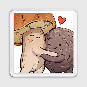 Магнит 55*55 Боровик и шампиньон: в Ухте, Пластик | Размер: 65*65 мм; Размер печати: 55*55 мм | арт | белый | белый грипп | боровик | гриб | грибочек | грибы | мило | милота | рисунок | свежие грибы | свежий гриб | свежий продукт | шампиньон