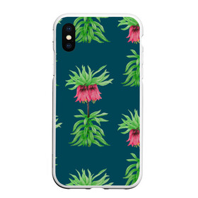 Чехол для iPhone XS Max матовый с принтом Цветы рябчика на темном фоне в Ухте, Силикон | Область печати: задняя сторона чехла, без боковых панелей | Тематика изображения на принте: 8 марта | flowers | march 8 | spring | ботаническая иллюстрация | весна | день рождения | зеленый | красный | лето | листья | любовь | праздник | принт | природа | растения | розовый | рябчик | цветы