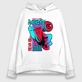 Женское худи Oversize хлопок с принтом Kiseijuu - Migi в Ухте, френч-терри — 70% хлопок, 30% полиэстер. Мягкий теплый начес внутри —100% хлопок | боковые карманы, эластичные манжеты и нижняя кромка, капюшон на магнитной кнопке | kiseijuu | migi | parasite | parasyte | миги | паразит