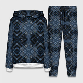 Женский костюм 3D (с толстовкой) с принтом Темный синий абстрактный узор в Ухте,  |  | абстрактный | молодежный | плед | синий | современный | темно синий