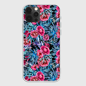 Чехол для iPhone 12 Pro Max с принтом Тропические цветы  в Ухте, Силикон |  | летний | розовый | синий | тропический узор | цветочный узор | цветы | экзотические цветы