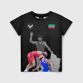 Детская футболка 3D с принтом Dagestan wrestling (Uguev) в Ухте, 100% гипоаллергенный полиэфир | прямой крой, круглый вырез горловины, длина до линии бедер, чуть спущенное плечо, ткань немного тянется | dagestan | freestyle | team | uguev | wrestling | борьба | вольная | дагестан | завур | заур | кавказ | олимпийский | республика | сборная | угуев | федерация | хасавюрт | чемпион