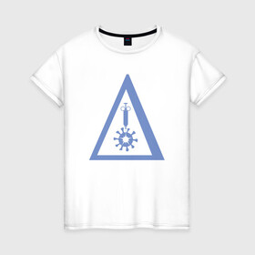 Женская футболка хлопок с принтом Covid-19 в Ухте, 100% хлопок | прямой крой, круглый вырез горловины, длина до линии бедер, слегка спущенное плечо | coronavirus | covid19 | virus | вакцина | вакцинация | вирус | грипп | заражение | здоровье | иммунитет | инфекция | карантин | корона | коронавирус | маска | пандемия | прививка | самоизоляция | спутник