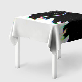Скатерть 3D с принтом Затерянный в космосе в Ухте, 100% полиэстер (ткань не мнется и не растягивается) | Размер: 150*150 см | звезды слон пламя потерянный забытый радуга хобот огонь
