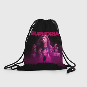 Рюкзак-мешок 3D с принтом Euphoria team в Ухте, 100% полиэстер | плотность ткани — 200 г/м2, размер — 35 х 45 см; лямки — толстые шнурки, застежка на шнуровке, без карманов и подкладки | euphoria | serial | джулс | зендея | ру беннетт | сериал | сериалы | хантер шефер | эйфория