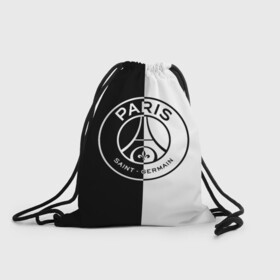 Рюкзак-мешок 3D с принтом ФК ПСЖ / PSG BLACK & WHITE в Ухте, 100% полиэстер | плотность ткани — 200 г/м2, размер — 35 х 45 см; лямки — толстые шнурки, застежка на шнуровке, без карманов и подкладки | Тематика изображения на принте: paris saint germain | psg | saint | sport | париж | псг | спорт | футбол