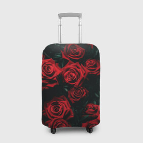 Чехол для чемодана 3D с принтом РОЗЫ НА ЧЁРНОМ ФОНЕ в Ухте, 86% полиэфир, 14% спандекс | двустороннее нанесение принта, прорези для ручек и колес | аромат | любовь | растения | розы | текстура | цветы | шипы