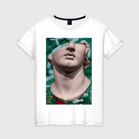 Женская футболка хлопок с принтом Street classics в Ухте, 100% хлопок | прямой крой, круглый вырез горловины, длина до линии бедер, слегка спущенное плечо | бюст | граффити | классика | скульптура | современно | статуя | улица | уличный стиль | урбан стиль