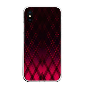 Чехол для iPhone XS Max матовый с принтом Геометрический градиентный фон в Ухте, Силикон | Область печати: задняя сторона чехла, без боковых панелей | абстрактный | вишневый | геометрический | градиентный | клетка | красный | модный | плед | современный