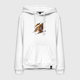 Мужская толстовка хлопок с принтом Тигр в Ухте, френч-терри, мягкий теплый начес внутри (100% хлопок) | карман-кенгуру, эластичные манжеты и нижняя кромка, капюшон с подкладом и шнурком | большая кошка | животные. дикая кошка | звери | порезы | тигр | хищник | царапины