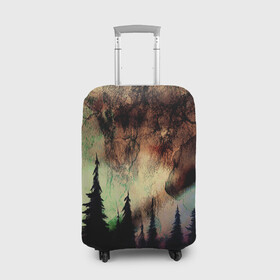 Чехол для чемодана 3D с принтом СТРАШНЫЙ ЛЕС в Ухте, 86% полиэфир, 14% спандекс | двустороннее нанесение принта, прорези для ручек и колес | абстракция | живопись | искуство | лес | рисунок