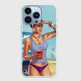 Чехол для iPhone 13 Pro с принтом girl with coffee в Ухте,  |  | Тематика изображения на принте: art | beach | car | game | grand theft auto v | gta 5 | gta online | sand | sky | арт | гта 5 | гта онлайн | игра | машина | небо | песок | пляж