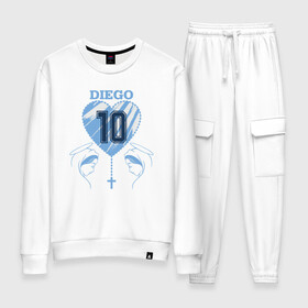 Женский костюм хлопок с принтом Love Diego в Ухте, 100% хлопок | на свитшоте круглая горловина, мягкая резинка по низу. Брюки заужены к низу, на них два вида карманов: два 