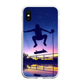 Чехол для iPhone XS Max матовый Skateboarding: в Ухте, Силикон | Область печати: задняя сторона чехла, без боковых панелей | board | man | skate | skateboard | skateboarder | skateboarding | sport | street | sunset | доска | закат | скейт | скейтборд | скейтбординг | скейтбордист | спорт | улица | человек