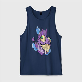 Мужская майка хлопок с принтом Smiling fish в Ухте, 100% хлопок |  | веселая | глазастая | зубастая | опасная | рыба | улыбчивая | яркая