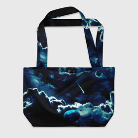 Пляжная сумка 3D с принтом КОСМИЧЕСКИЕ ОБЛАКА в Ухте, 100% полиэстер | застегивается на металлическую кнопку; внутренний карман застегивается на молнию. Стенки укреплены специальным мягким материалом, чтобы защитить содержимое от несильных ударов
 | вселенная | звёзды | комета | космос | облака | планета