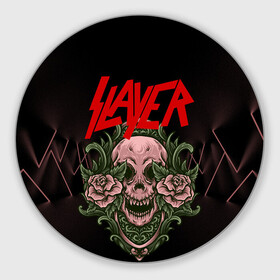 Коврик для мышки круглый с принтом SLAYER | УБИЙЦА (Z) в Ухте, резина и полиэстер | круглая форма, изображение наносится на всю лицевую часть | rock | slayer | грув метал | джеф ханнем | керри кинг | ню метал | рок | трэш метал