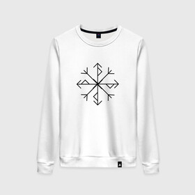 Женский свитшот хлопок с принтом РУНЫ | RUNES (Z) в Ухте, 100% хлопок | прямой крой, круглый вырез, на манжетах и по низу широкая трикотажная резинка  | runes | древние знаки | знак рода | знаки | иероглифы | руны | русь | символы | славяне | славянская символика | я русский