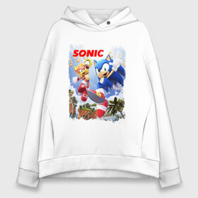 Женское худи Oversize хлопок с принтом SONIC | СОНИК (Z) в Ухте, френч-терри — 70% хлопок, 30% полиэстер. Мягкий теплый начес внутри —100% хлопок | боковые карманы, эластичные манжеты и нижняя кромка, капюшон на магнитной кнопке | amy rose | blaze the cat | hedgehog | sega | silver | sonic | speed sonic | быстрый ёж | доктор эггман | ёж соник | ехидна наклз | кошка блейз | метал соник | сега | сильвер | синий ёж | соник
