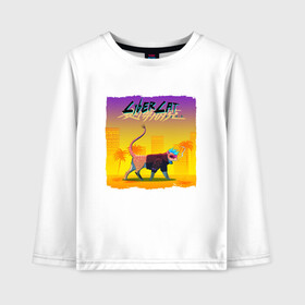 Детский лонгслив хлопок с принтом CyberCat 2077 | Кибер Кот 2077 в Ухте, 100% хлопок | круглый вырез горловины, полуприлегающий силуэт, длина до линии бедер | cd project red | cyber cat | cybercat | cyberpunk 2077 | кибер кот | киберпанк 2077