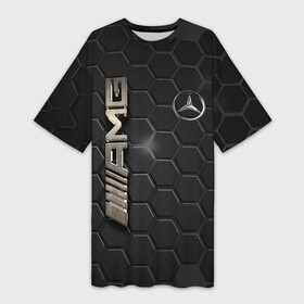 Платье-футболка 3D с принтом MERCEDES LOGO BRONZE в Ухте,  |  | amg | mercedes | авто | автомобиль | иномарка | логотип | машина | мерс | мерседес | соты | стальная броня | текстура