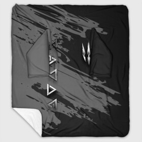 Плед с рукавами с принтом THE WITCHER SILVER LOGO в Ухте, 100% полиэстер | Закругленные углы, все края обработаны. Ткань не мнется и не растягивается. Размер 170*145 | the witcher | ведьмак | витчер | зе витчер | зе вичер | игра | компьютерная игра | лого | логотип | серебро